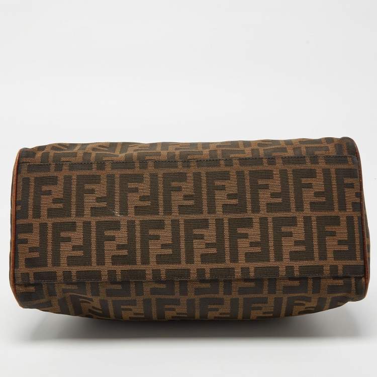 Pre Owned Fendi Tobacco Zucca Canvas and Leather Small Chef De Jour Bag