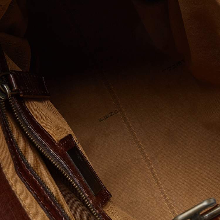 Pre Owned Fendi Tobacco Zucca Canvas and Leather Small Chef De Jour Bag