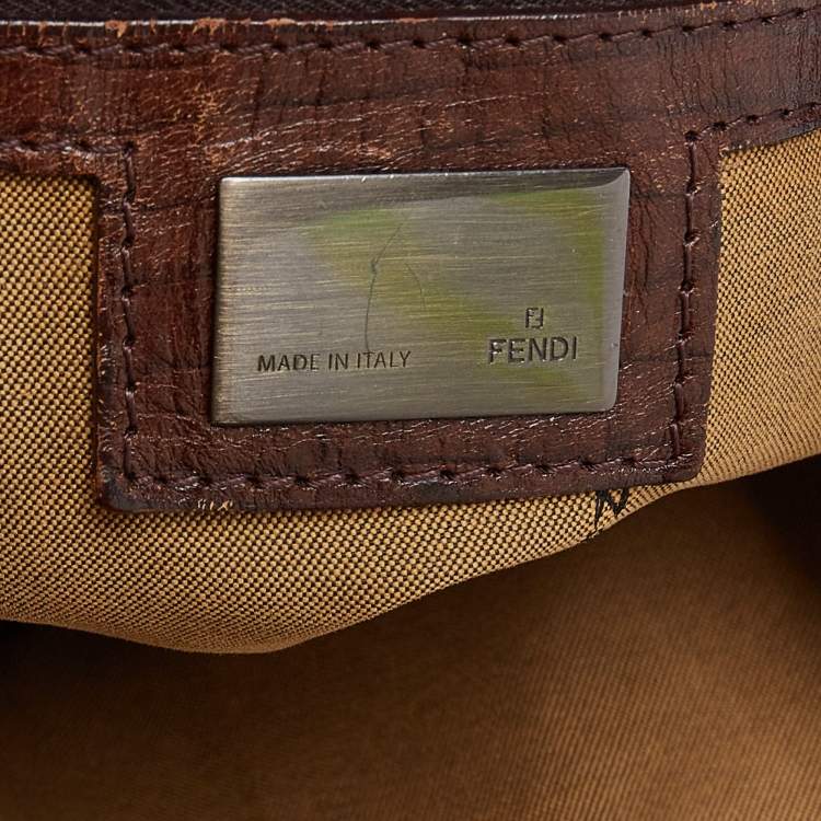 Pre Owned Fendi Tobacco Zucca Canvas and Leather Small Chef De Jour Bag