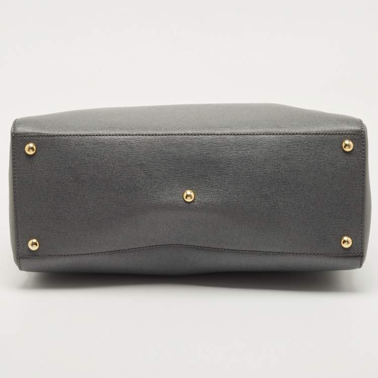 Pre Owned Fendi Grey Leather Medium 2Jours Tote