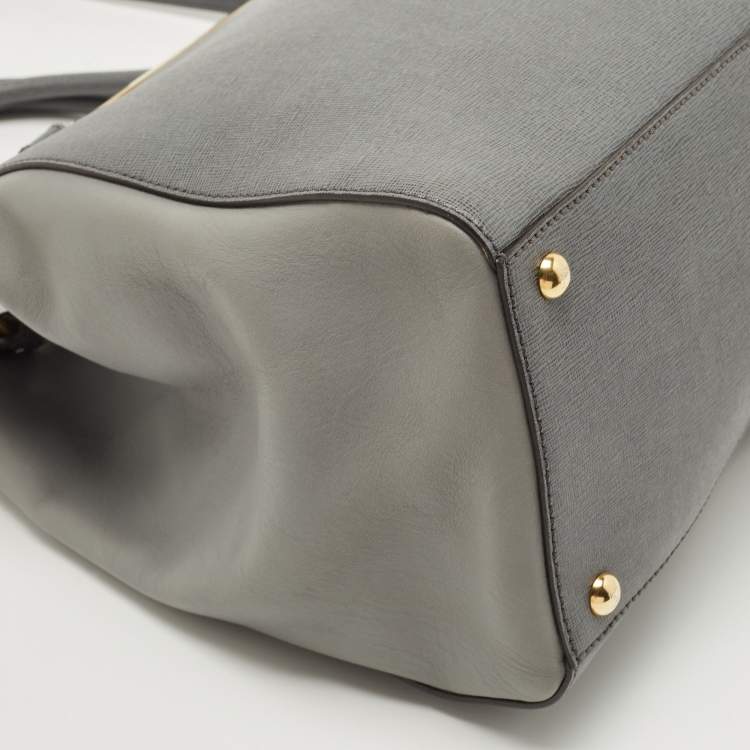 Pre Owned Fendi Grey Leather Medium 2Jours Tote