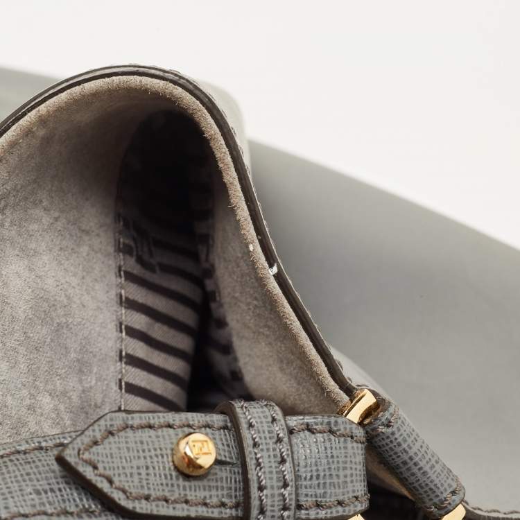 Pre Owned Fendi Grey Leather Medium 2Jours Tote