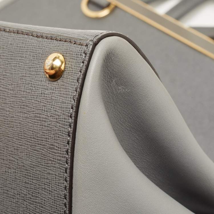 Pre Owned Fendi Grey Leather Medium 2Jours Tote