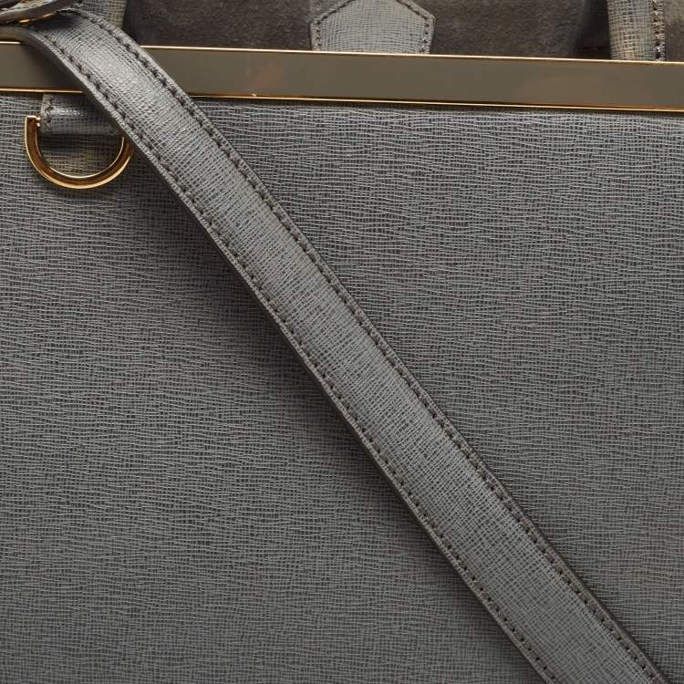 Pre Owned Fendi Grey Leather Medium 2Jours Tote