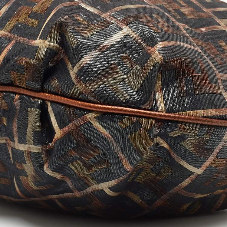 Pre Owned Fendi Multicolor Zucca Fabric and Leather Chef Chain Hobo