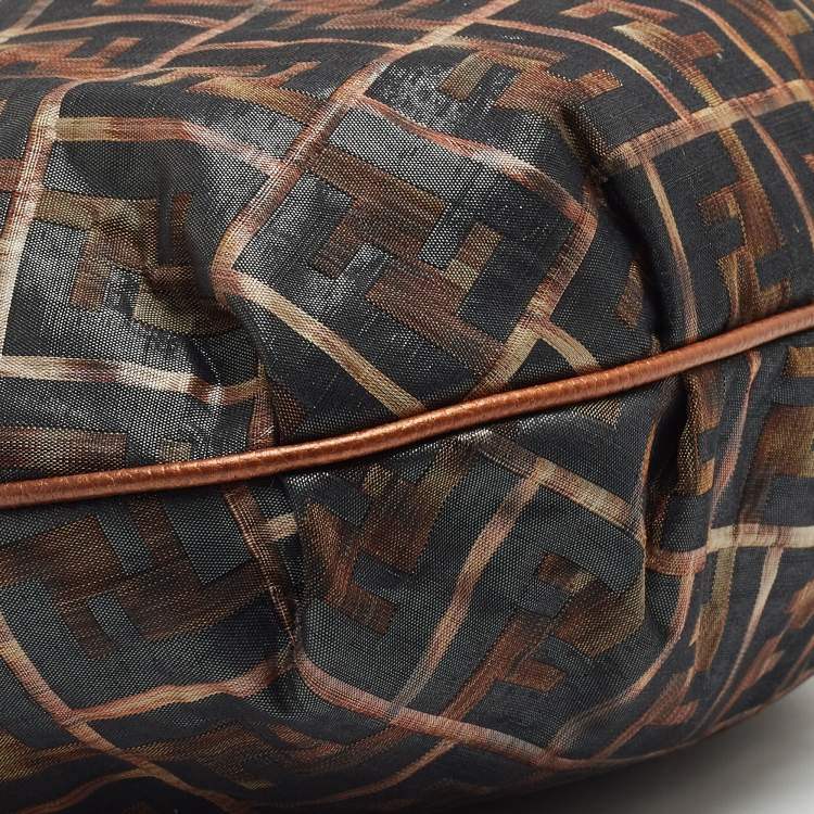 Pre Owned Fendi Multicolor Zucca Fabric and Leather Chef Chain Hobo