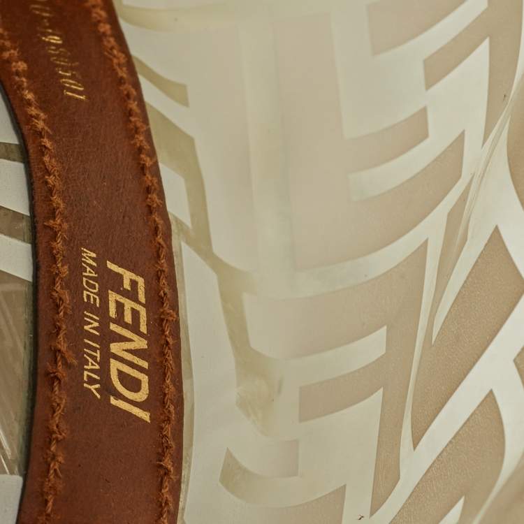 Pre Owned Fendi Brown/White Zucca Print PVC and Leather Mon Tresor Bucket Bag