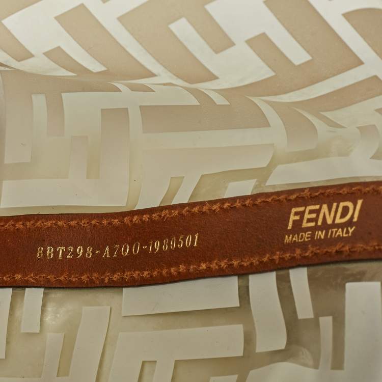 Pre Owned Fendi Brown/White Zucca Print PVC and Leather Mon Tresor Bucket Bag