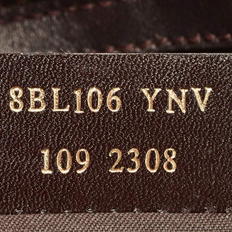 Pre Owned Fendi Ebony/Tobacco Zucchino Canvas, and Leather Bauletto Bag