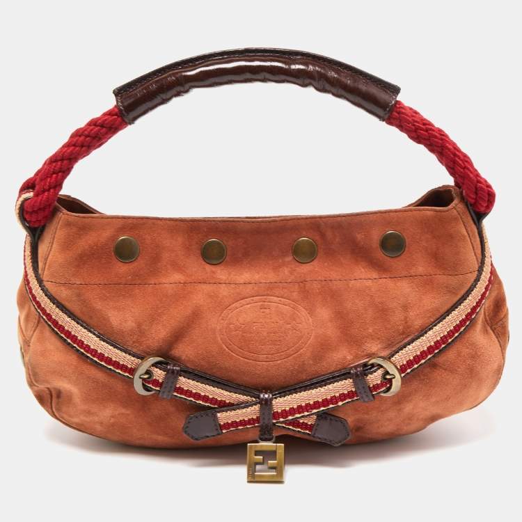 Pre Owned Fendi Brown Suede Rope handle Hobo