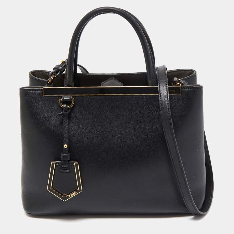 Pre Owned Fendi Black Leather Small 2Jours Tote