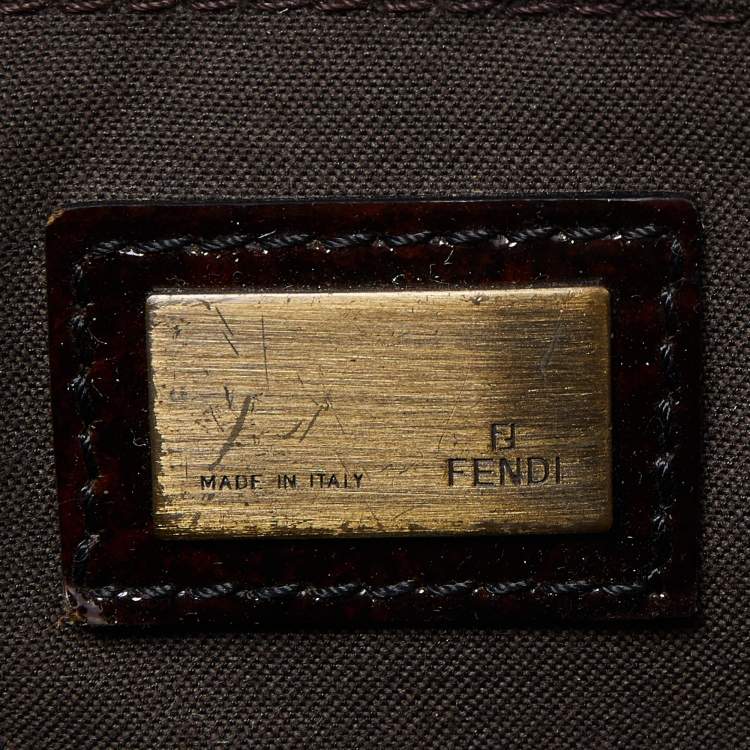 Pre Owned Fendi Tobacco Zucca Canvas and Patent Leather Chef Shopper Tote