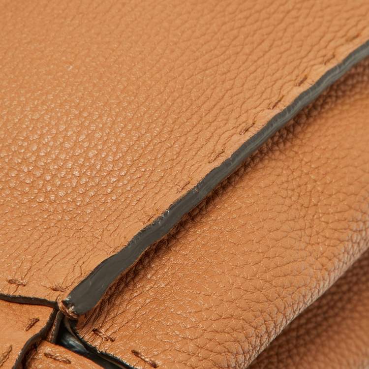 Pre Owned Fendi Brown Selleria Leather Medium Peekaboo Top Handle Bag