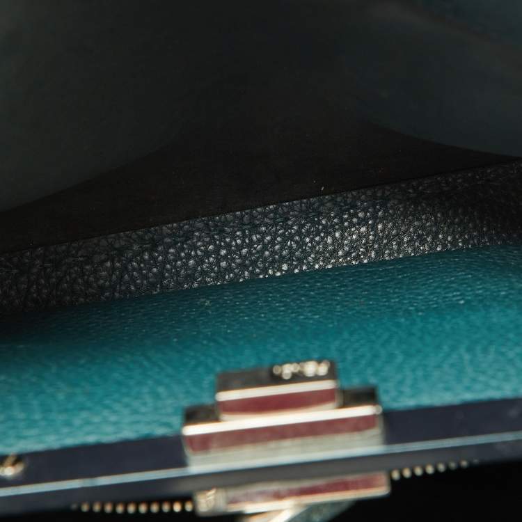 Pre Owned Fendi Green Selleria Leather and Python Medium Peekaboo Top Handle Bag