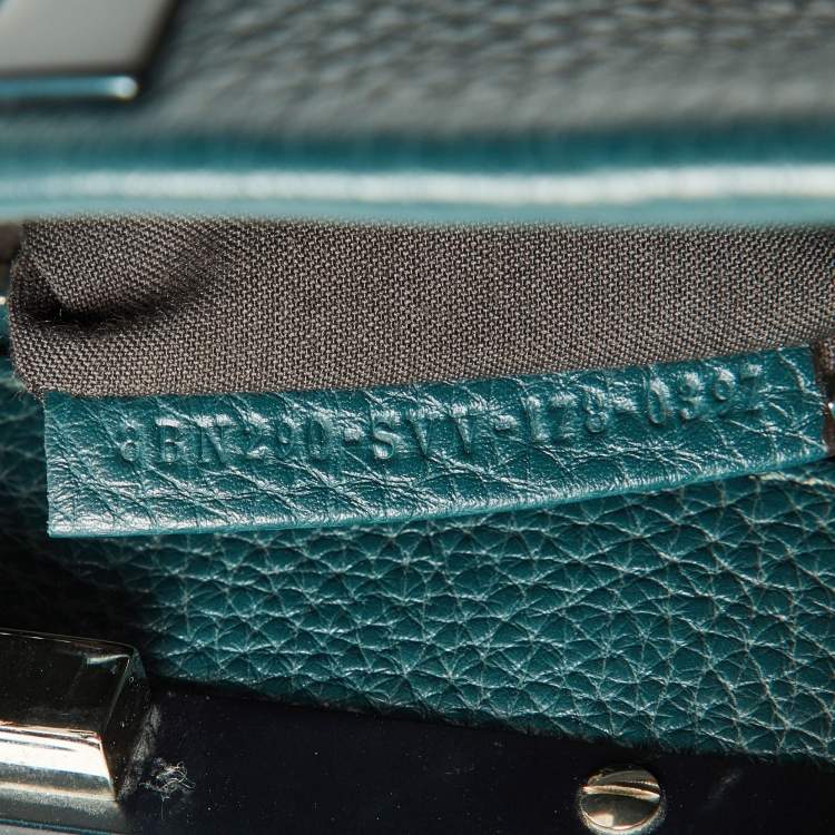Pre Owned Fendi Green Selleria Leather and Python Medium Peekaboo Top Handle Bag