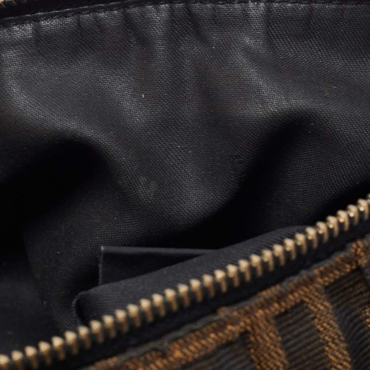 Pre Owned Fendi Black/Tobacco Zucca Canvas Shoulder Bag 