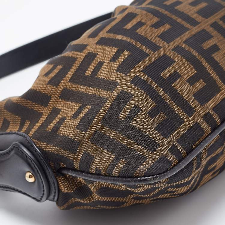 Pre Owned Fendi Black/Tobacco Zucca Canvas Shoulder Bag 