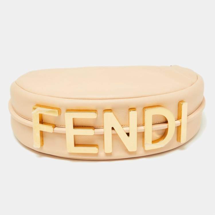 Pre Owned Fendi Beige Leather Small Fendigraphy Hobo