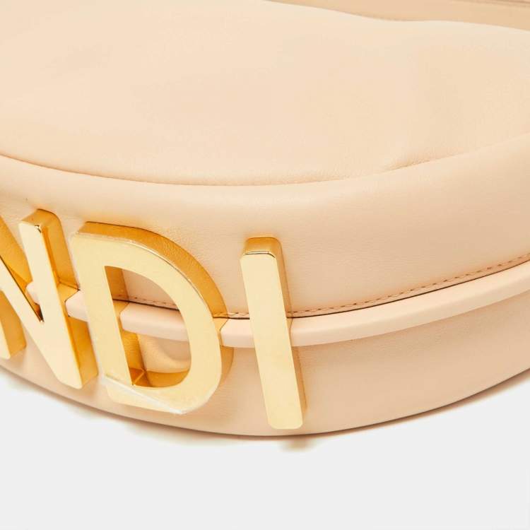 Pre Owned Fendi Beige Leather Small Fendigraphy Hobo