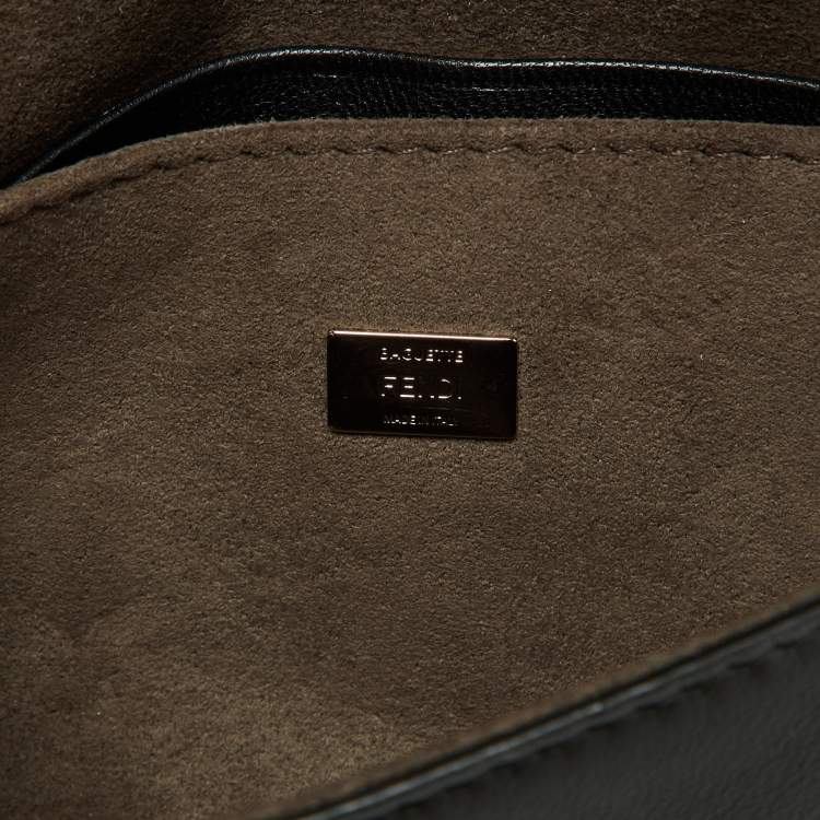Pre Owned Fendi Multicolor Leather and Fox Fur Micro Buggie Baguette Bag