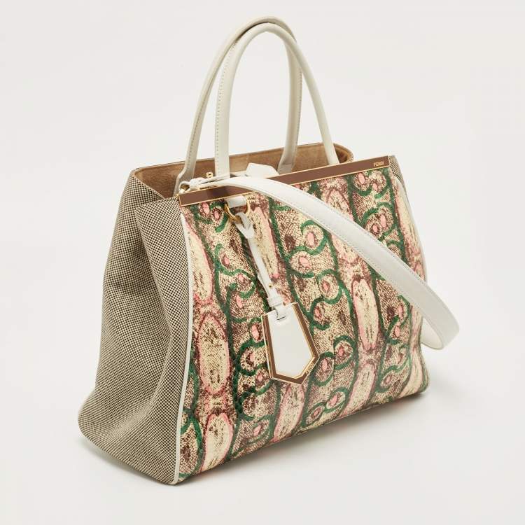 Pre Owned Fendi Multicolor  Watersnake Leather Medium 2Jours Tote