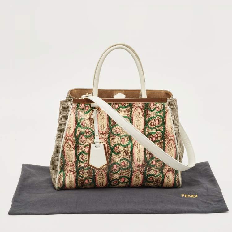 Pre Owned Fendi Multicolor  Watersnake Leather Medium 2Jours Tote