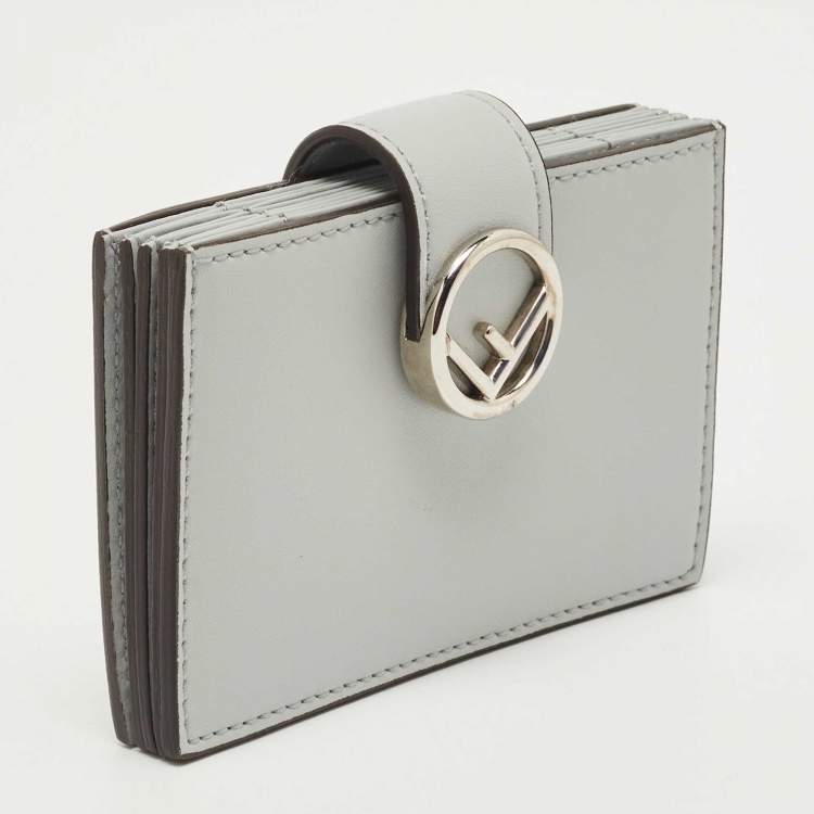 Pre Owned Fendi Pale Blue Leather F is Fendi Card Holder 