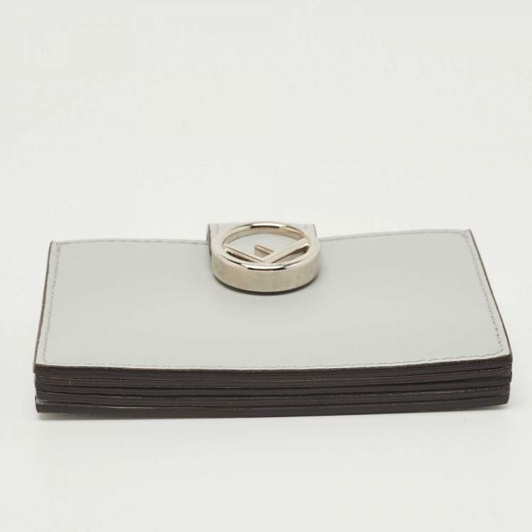 Pre Owned Fendi Pale Blue Leather F is Fendi Card Holder 