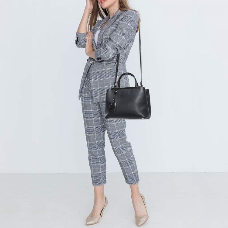 Pre Owned Fendi Black Leather Small 2Jours Tote