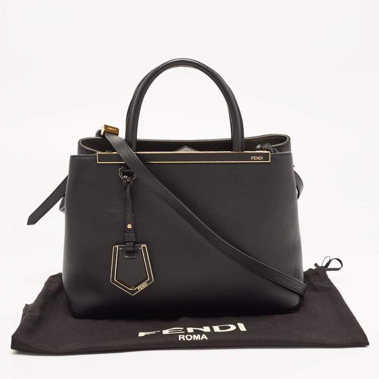 Pre Owned Fendi Black Leather Small 2Jours Tote