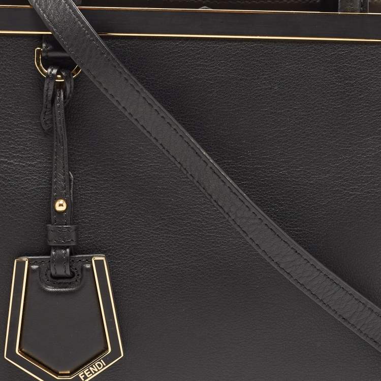 Pre Owned Fendi Black Leather Small 2Jours Tote