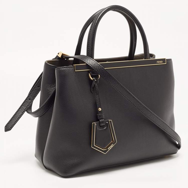 Pre Owned Fendi Black Leather Small 2Jours Tote