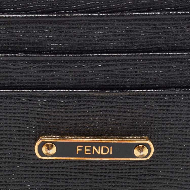 Pre Owned Fendi Black Leather Card Holder