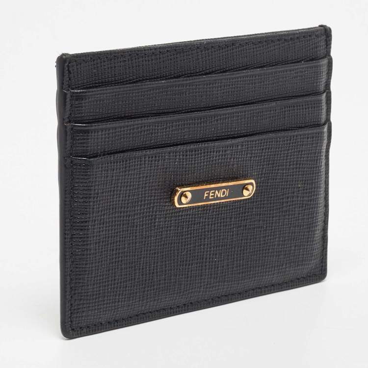 Pre Owned Fendi Black Leather Card Holder
