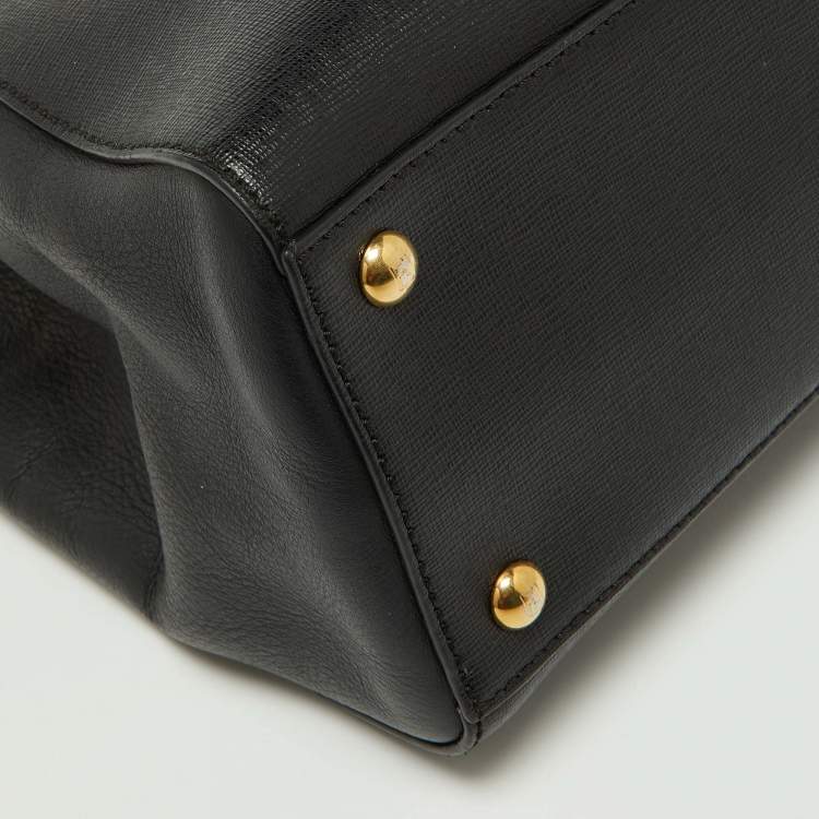 Pre Owned Fendi Black Leather Mini 2jours Tote