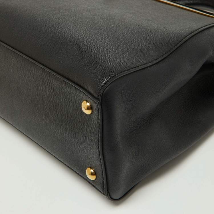 Pre Owned Fendi Black Leather Mini 2jours Tote