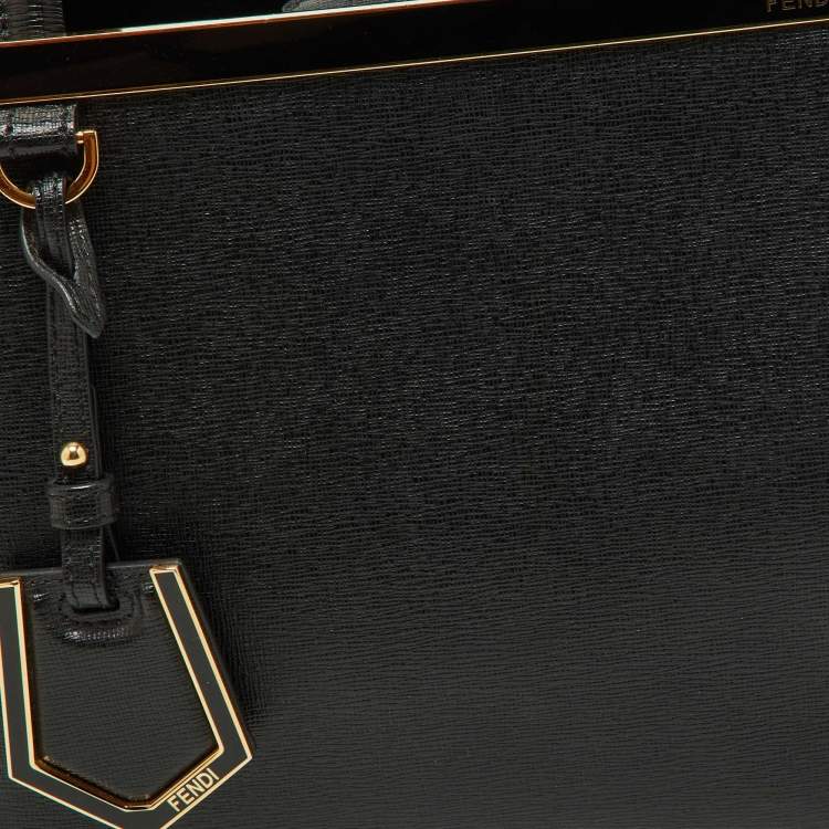 Pre Owned Fendi Black Leather Mini 2jours Tote