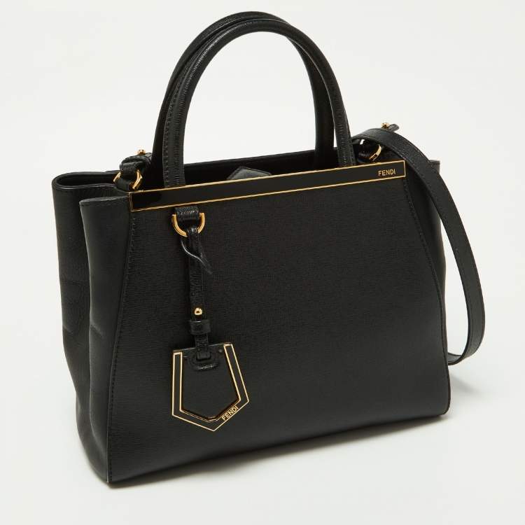Pre Owned Fendi Black Leather Mini 2jours Tote