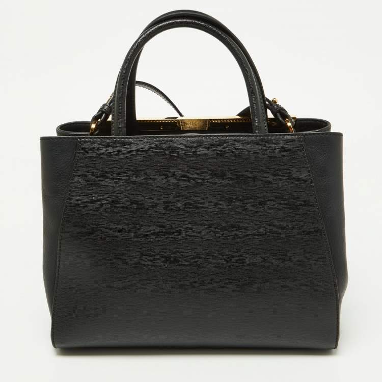 Pre Owned Fendi Black Leather Mini 2jours Tote