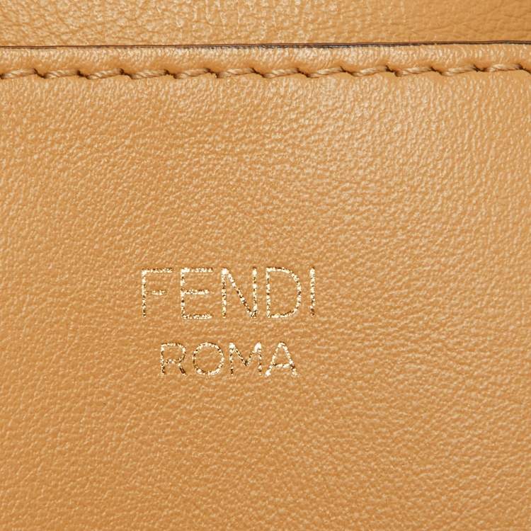 Pre Owned Fendi Beige Leather and Mesh 3 Pockets Belt Bag
