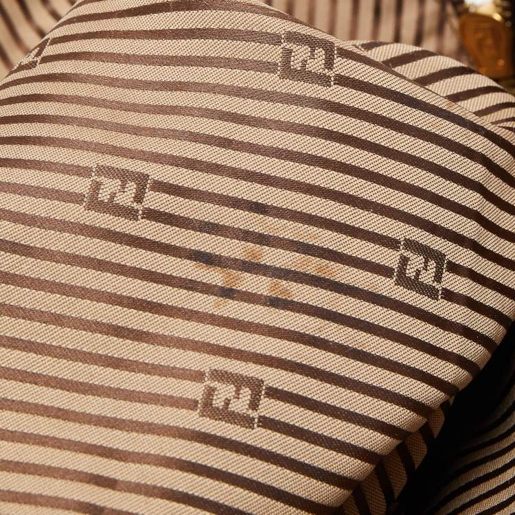 Pre Owned Fendi Two Tone Brown Leather Chameleon Satchel 