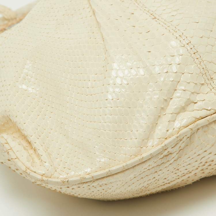Pre Owned Fendi Off White Watersnake Leather To You Convertible Top Handle Bag