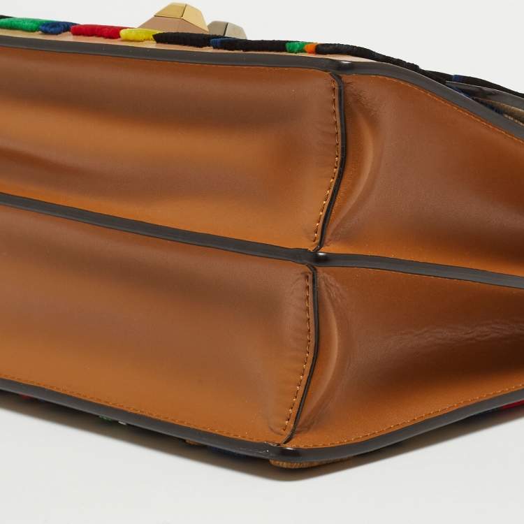 Pre Owned Fendi Multicolor Zucca Velvet and Leather Kan I Shoulder Bag