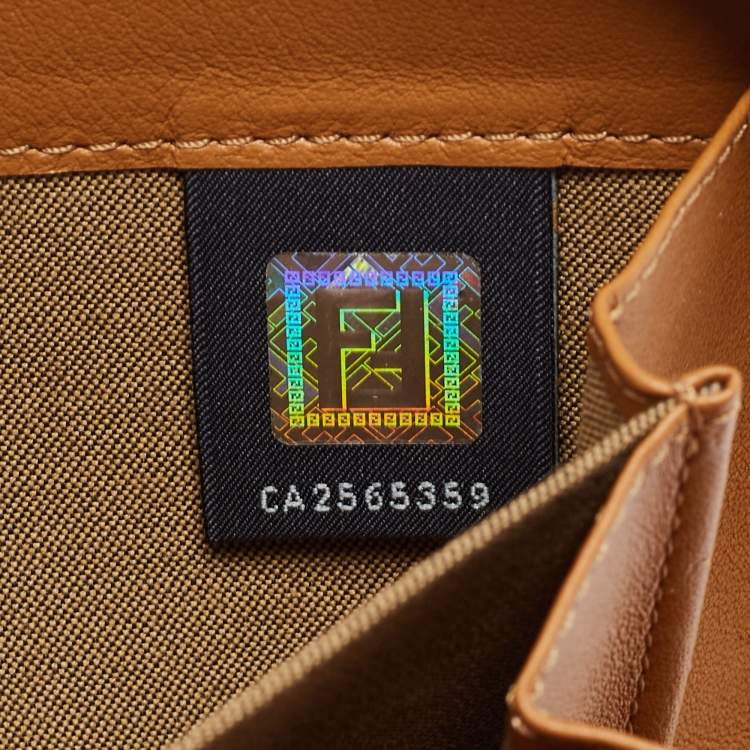 Pre Owned Fendi Tan Leather Zip Around Wallet
