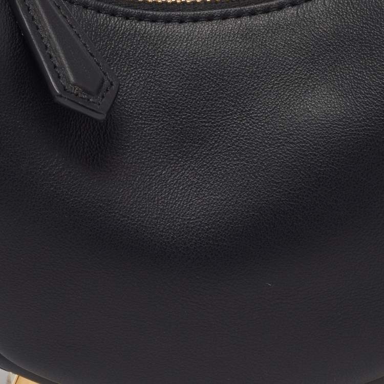 Pre Owned Fendi Black Leather Nano Fendigraphy Hobo