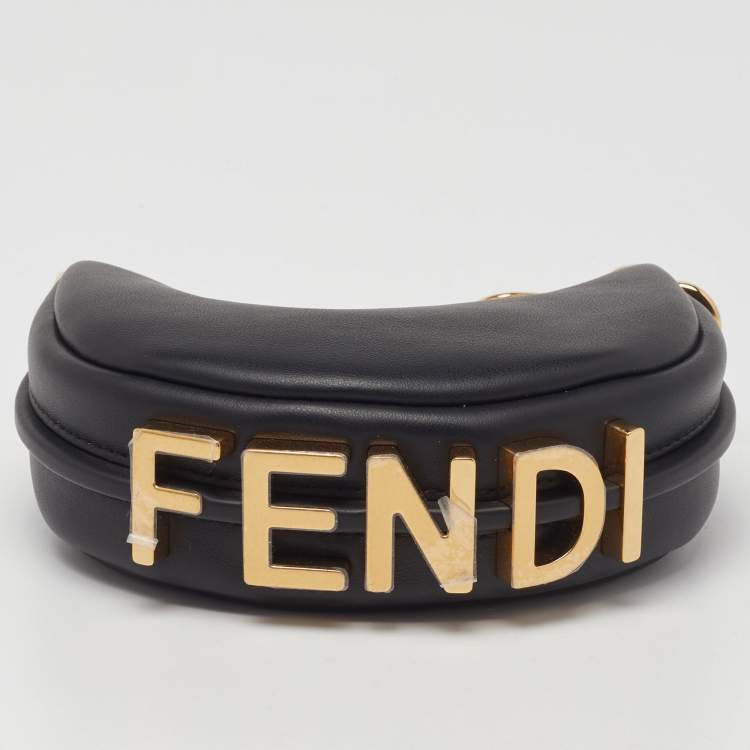 Pre Owned Fendi Black Leather Nano Fendigraphy Hobo