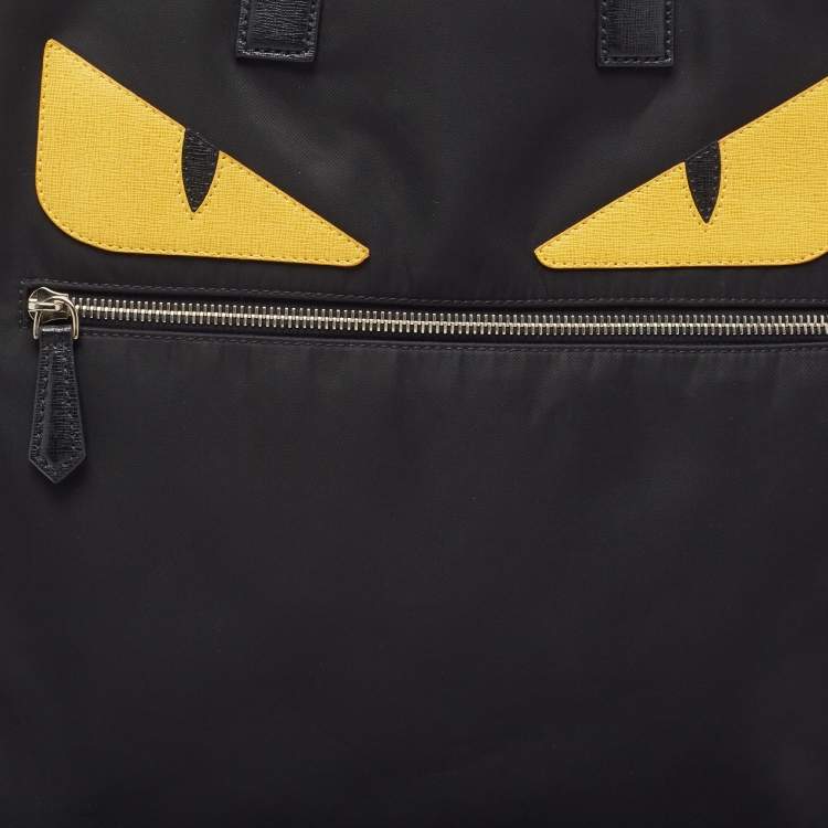 Pre Owned Fendi Black Nylon Monster Eye Shopper Tote
