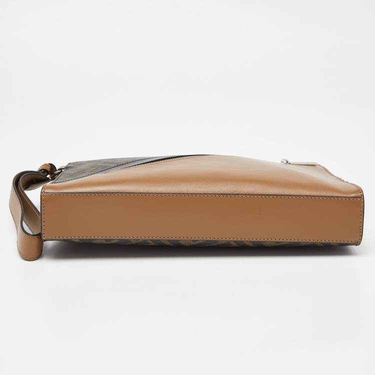 Pre Owned Fendi Tri Color Coated Canvas and Leather Diagonal Wristlet Pouch