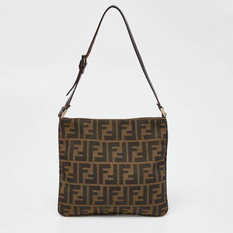 مملوكة مسبقًا Fendi Tobacco Zucca Canvas and Leather Flat Bag