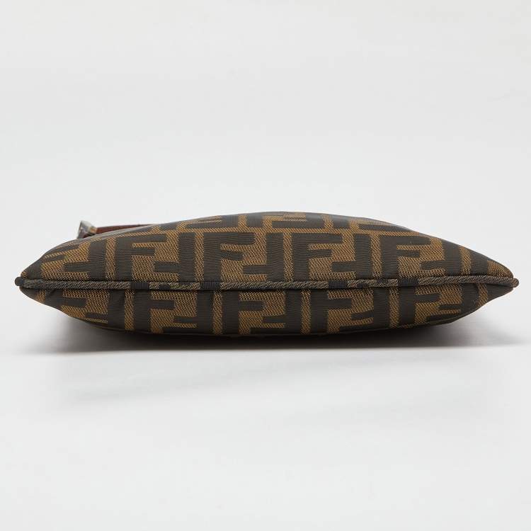 مملوكة مسبقًا Fendi Tobacco Zucca Canvas and Leather Flat Bag